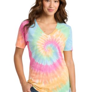 Port & Co™ Women's Tie-Dye V-Neck Tee