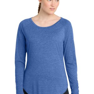 Sport-Tek® Women's PosiCharge® Long Sleeve Tri-Blend Wicking Scoop Neck Raglan Tee
