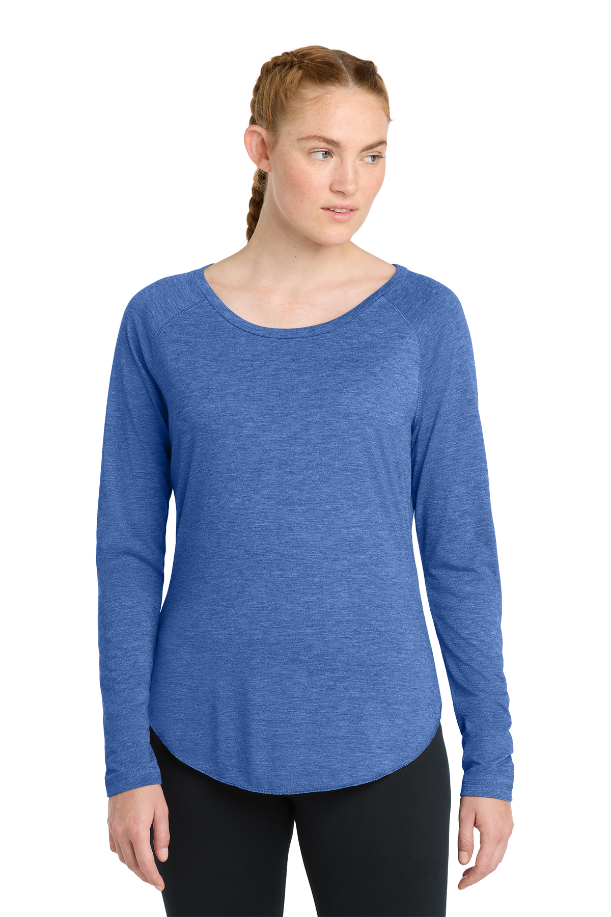 Sport-Tek® Women's PosiCharge® Long Sleeve Tri-Blend Wicking Scoop Neck Raglan Tee